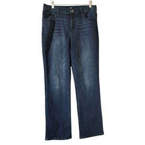 Express Womens Dark Wash Jeans Size 16 Mid-Rise Straight Leg Stretch Denim